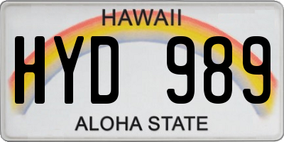 HI license plate HYD989