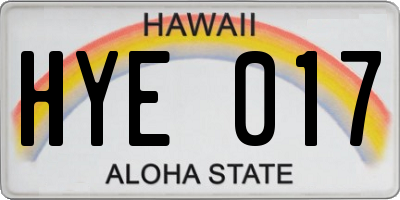 HI license plate HYE017