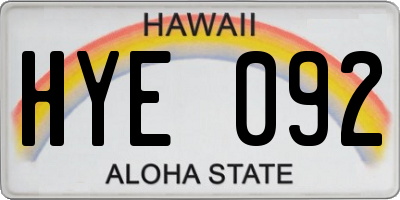 HI license plate HYE092