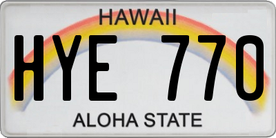 HI license plate HYE770