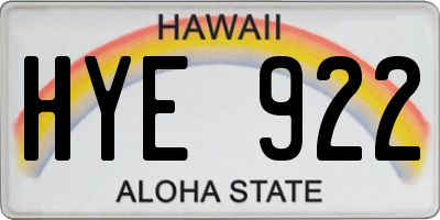 HI license plate HYE922