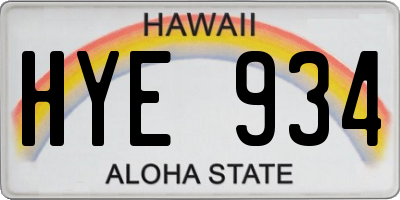 HI license plate HYE934