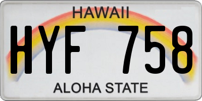 HI license plate HYF758