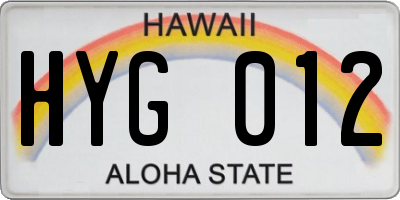 HI license plate HYG012