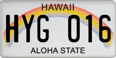 HI license plate HYG016