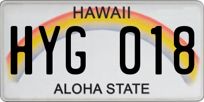 HI license plate HYG018