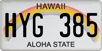 HI license plate HYG385