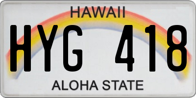 HI license plate HYG418