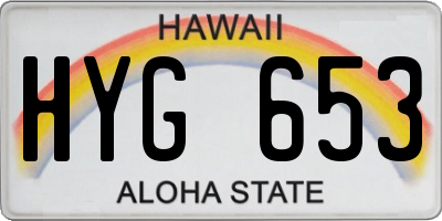 HI license plate HYG653