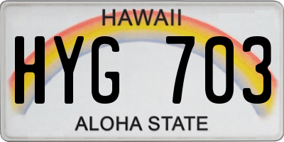 HI license plate HYG703