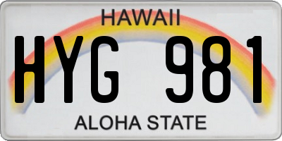 HI license plate HYG981