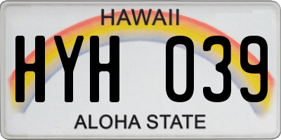 HI license plate HYH039