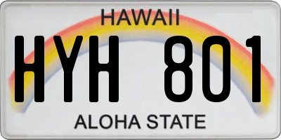 HI license plate HYH801