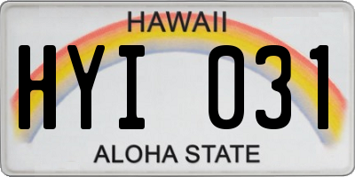 HI license plate HYI031