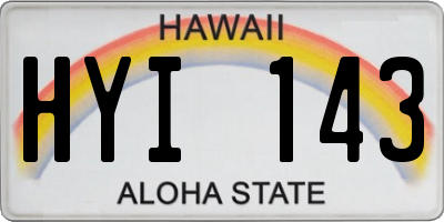 HI license plate HYI143