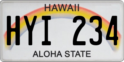 HI license plate HYI234