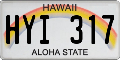HI license plate HYI317