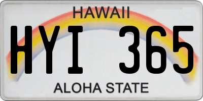 HI license plate HYI365