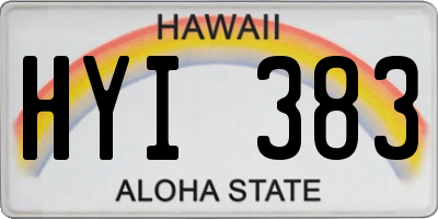 HI license plate HYI383