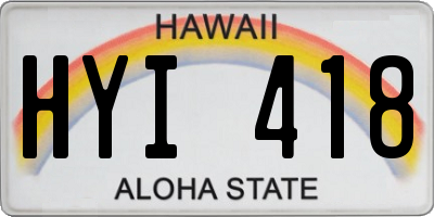 HI license plate HYI418