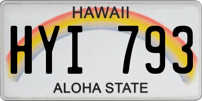 HI license plate HYI793