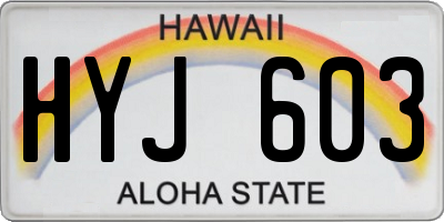 HI license plate HYJ603
