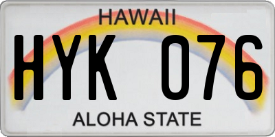 HI license plate HYK076
