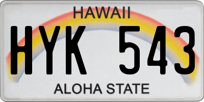 HI license plate HYK543