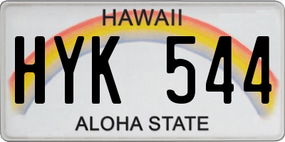 HI license plate HYK544