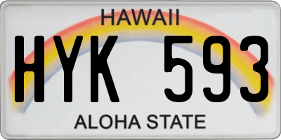 HI license plate HYK593