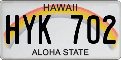 HI license plate HYK702