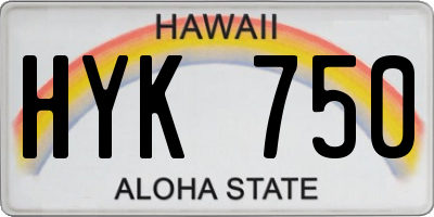 HI license plate HYK750
