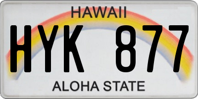 HI license plate HYK877