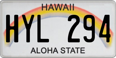 HI license plate HYL294