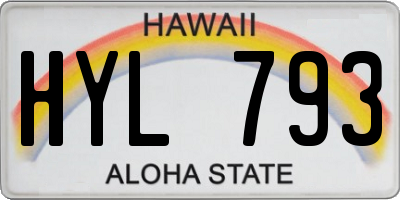 HI license plate HYL793