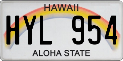 HI license plate HYL954