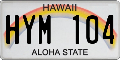 HI license plate HYM104