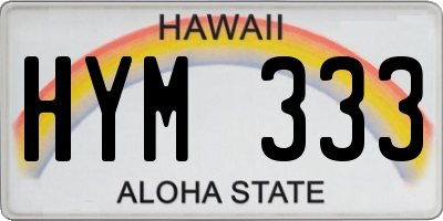 HI license plate HYM333