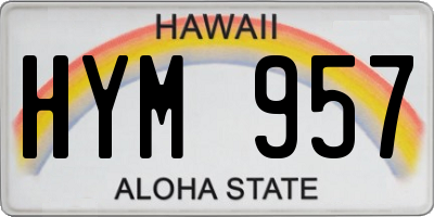 HI license plate HYM957