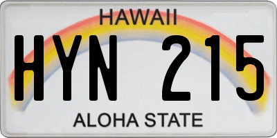 HI license plate HYN215
