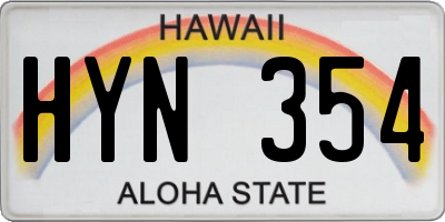 HI license plate HYN354