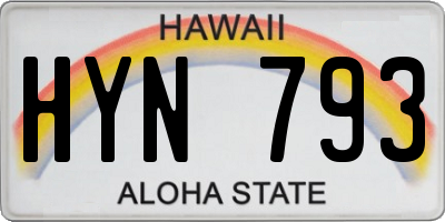 HI license plate HYN793