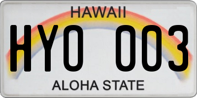 HI license plate HYO003