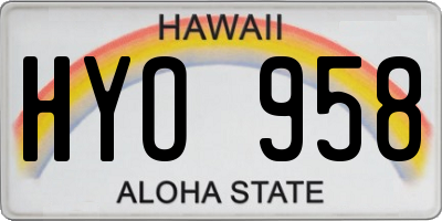 HI license plate HYO958