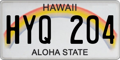 HI license plate HYQ204
