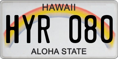 HI license plate HYR080