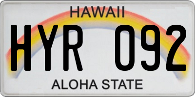 HI license plate HYR092