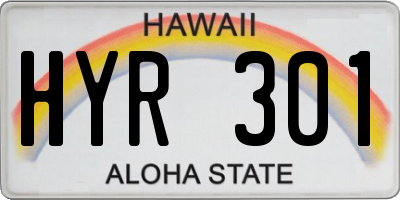 HI license plate HYR301