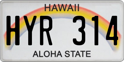 HI license plate HYR314