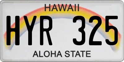 HI license plate HYR325